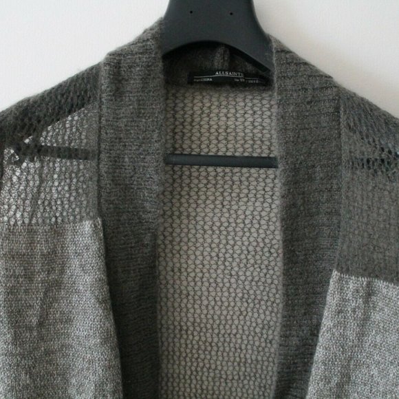 All Saints Air Cardigan Mohair Open Knit Grey Sweater Size US 0 - Picture 4 of 7